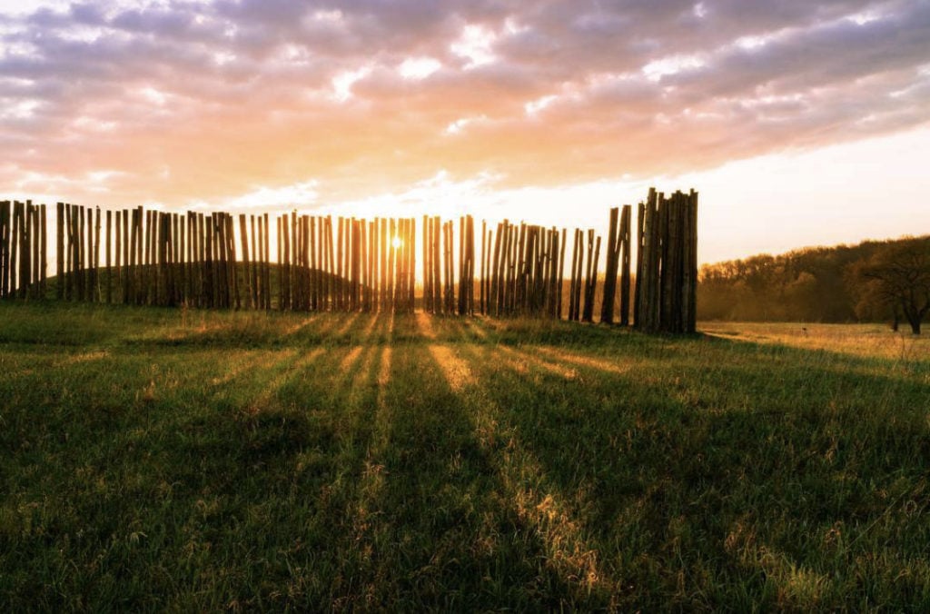 stockades at sunset at Aztalan State Park near Milwaukee, Wisconsin